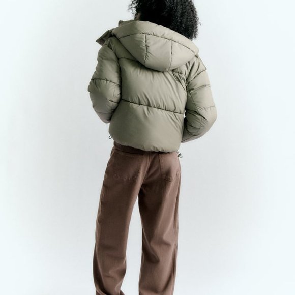 NWT ZARA RUBBERIZED PUFFER JACKET KHAKI - REF 3427/784 - Picture 5 of 9